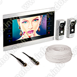 Комплект: видеодомофон HDcom S-104 с двумя вызывными панелями и двумя миникамерами 